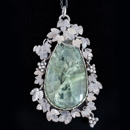 Colgante De Plata La Vid Piedra Agata Musgosa Noga Arts